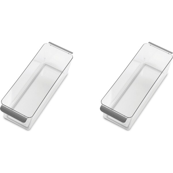 2x Madesmart Narrow Deep Bin Kitchen Drawer Organiser Rectangle 36x13cm Grey