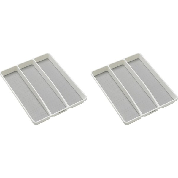 2x Madesmart Utensil/Cutlery Tray Kitchen Organiser Rectangle 41x33cm White