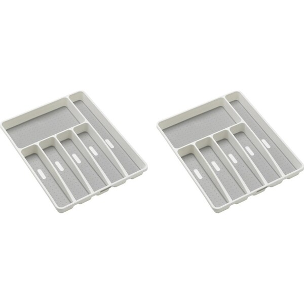2x Madesmart 6-Compartment Cutlery Tray Kitchen Organiser Rect 41x33cm White