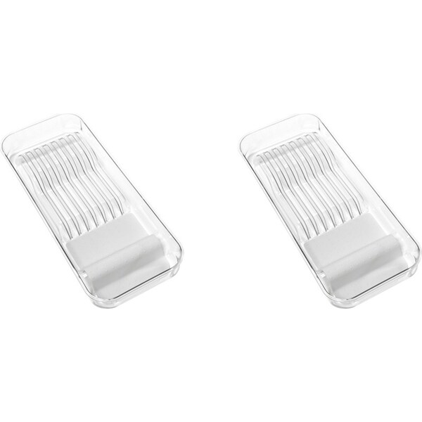 2x Madesmart Clear Soft Grip In-Drawer Kitchen Knife Storage Organiser Grey
