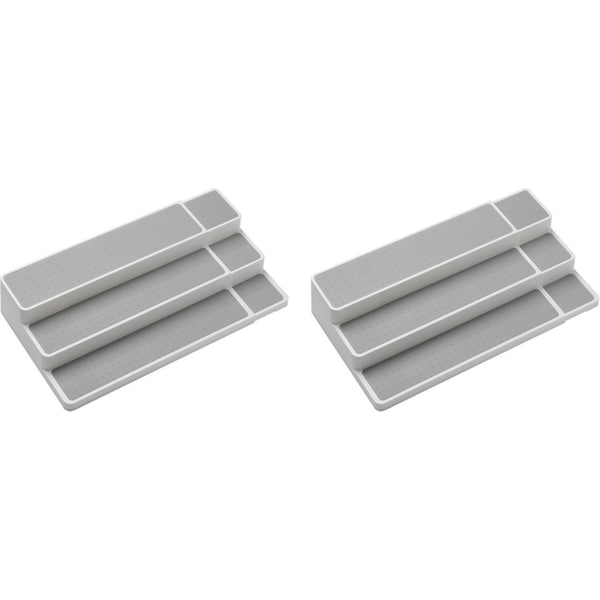 2x Madesmart 3-Tier Expandable Kitchen Shelf Organiser 38x25cm Rectangle White