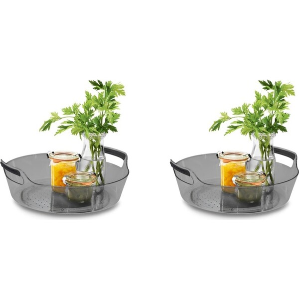2x Madesmart Deep Portable Turntable Kitchen Organiser 29x11cm Round Carbon