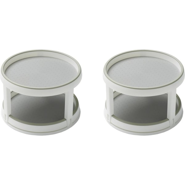 2x Madesmart Twin Turntable Portable Home/Kitchen Organiser 26x15cm Round White