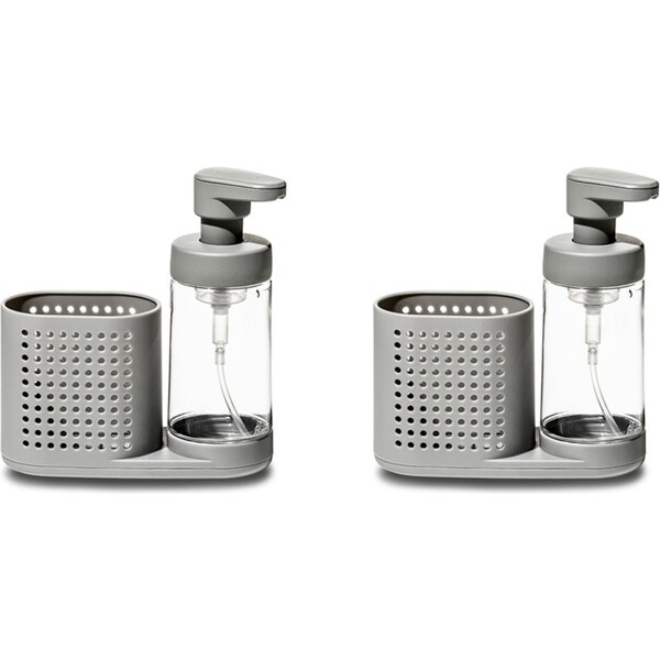 2x Madesmart Foaming Soap Station Dishwashing Dispenser/Compartment 296ml Grey