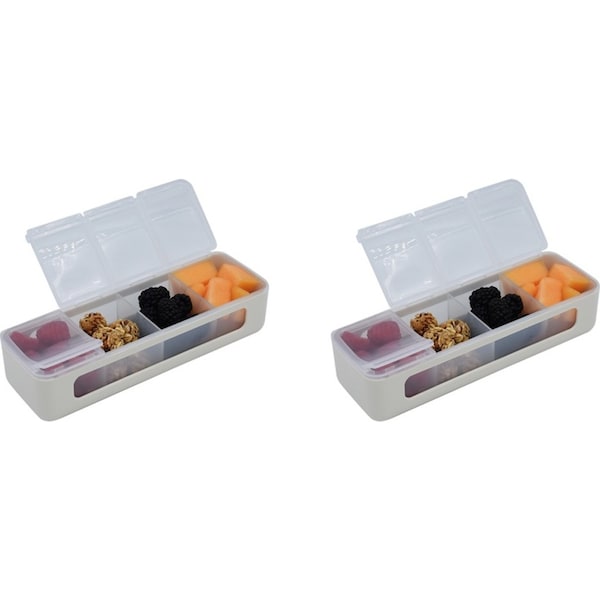 2x Melii Luxe 4 Compartment Snackle Box Food Safe Storage Snack Container Ivory