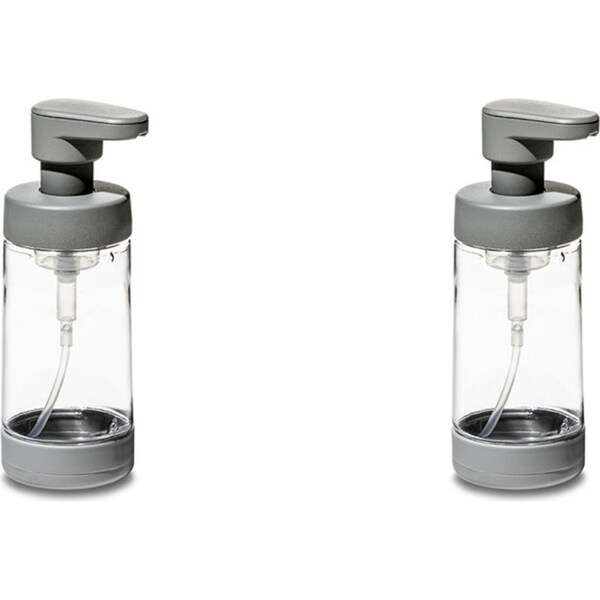 2x Madesmart Plastic Foaming Soap Pump Dishwahing Liquid Dispenser 296ml Grey