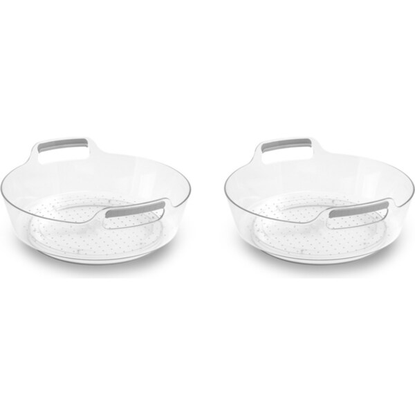 2x Madesmart Deep Portable Turntable Home/Kitchen Organiser Round 29cm Grey