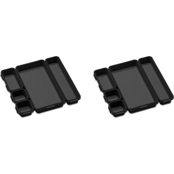 2x Madesmart 5 Piece Classic Large Interlocking Bin Pack Organiser Rectangle