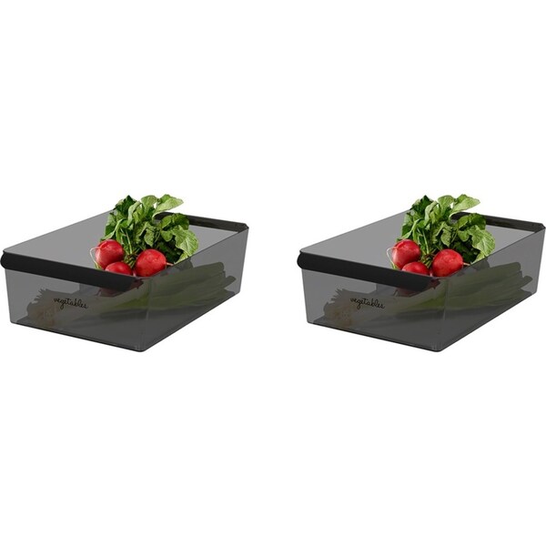 2x Madesmart Wide Deep Bin Home/Kitchen Pantry Organiser 40x5cm Rect Carbon