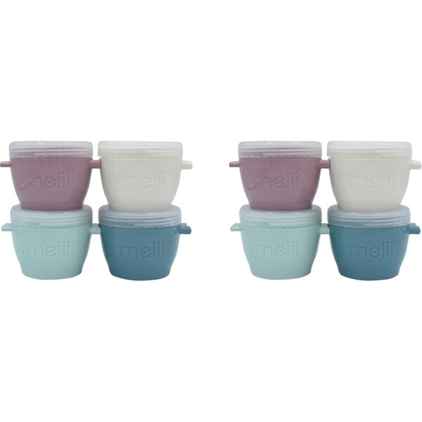 8pc Melii Luxe Snap & Go Pods Snack Food Container w/ Snap-on Lids 60z/180ml