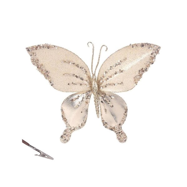 Champagne Butterfly Christmas Tree Clip