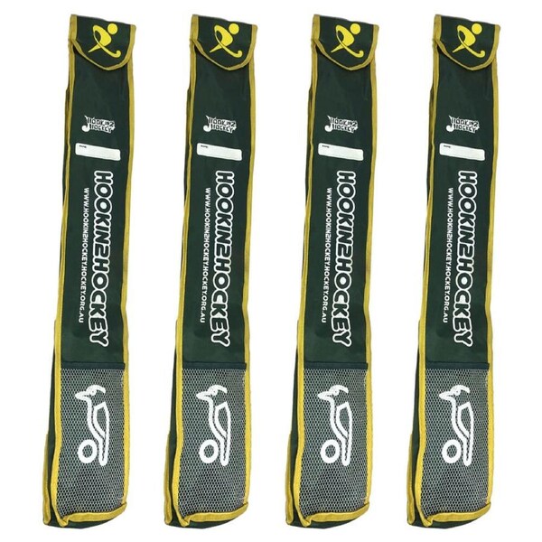 4x Kookaburra Hook In 2 Hockey Sling/Shoulder Bag 28-38.5'' StickGreen/Gold
