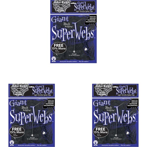 3x Spider Webbing Giant 8m Indoor/Outdoor Scary Halloween Party Decor Green Glow