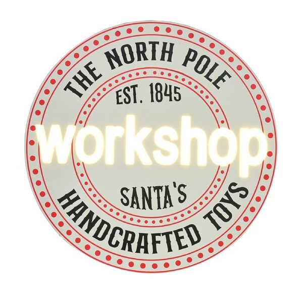 Gibson Gifts Santa's Workshop LED Wall Hanging Plaque Home Decor 36x36cm