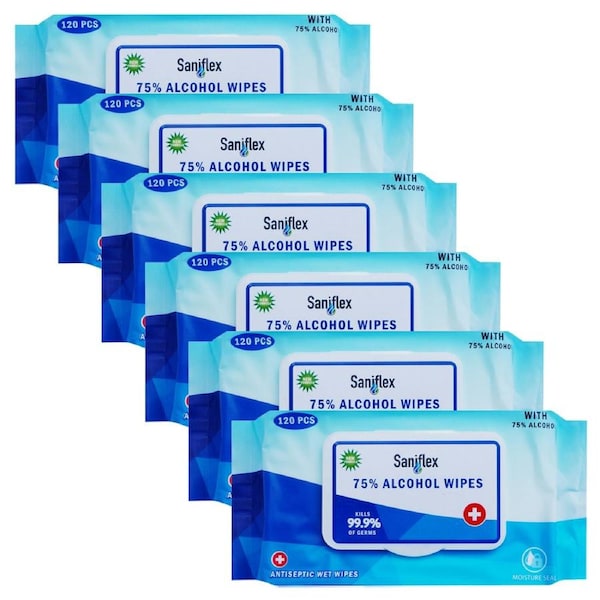 720pc Saniflex 75% Alcohol Antibacterial Surface Wipes Home Kitchen cleaning