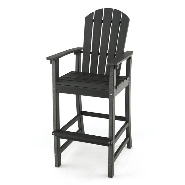 Costway 1.33M Outdoor Bar Stool Tall Adirondack Chair w/Footrest Counter Height Bistro Patio Table Stool Black