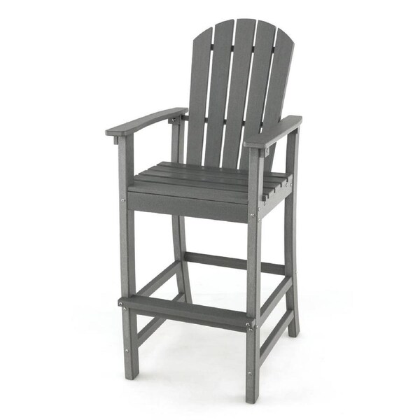 Costway 1.33M Outdoor Bar Stool Tall Adirondack Chair w/Footrest Counter Height Bistro Patio Table Stool Grey