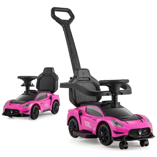 Costway Maserati Licensed Push Car Balance Bike Storage Sliding Walking Car Scooter Ride on Toy Pink