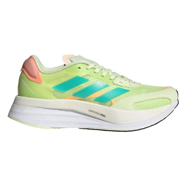 Adidas Womens Adizero Boston Shoes Runners Sneakers - Almost Lime / Mint Rush / Light Flash Orange US 7.5