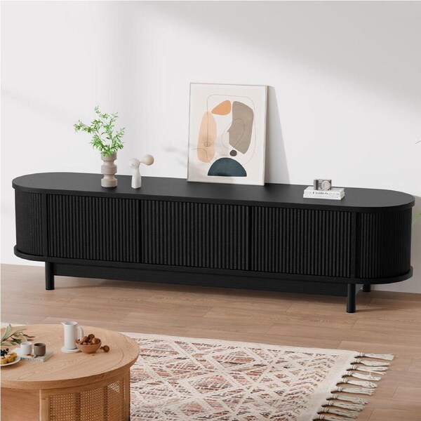 ALFORDSON TV Cabinet Entertainment Unit Stand 160cm Storage Shelf Black