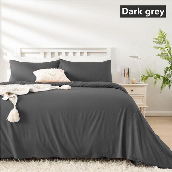 LINENOVA Cooling Bamboo Blend Quilt Cover Set 2000TC Ultra Soft Comfort For All Seasons Super King / Dark grey