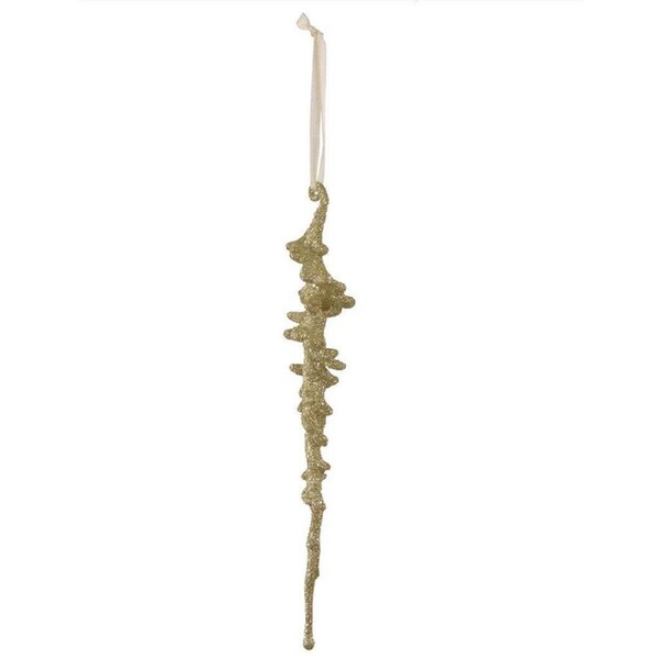 Gold Glitter Christmas Tree Icicle Hanging Ornaments 26cm