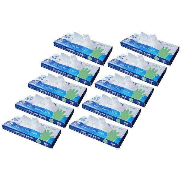 1000pc Saniflex TPE Disposable Gloves Clear Size L Home Cleaning Work PPE