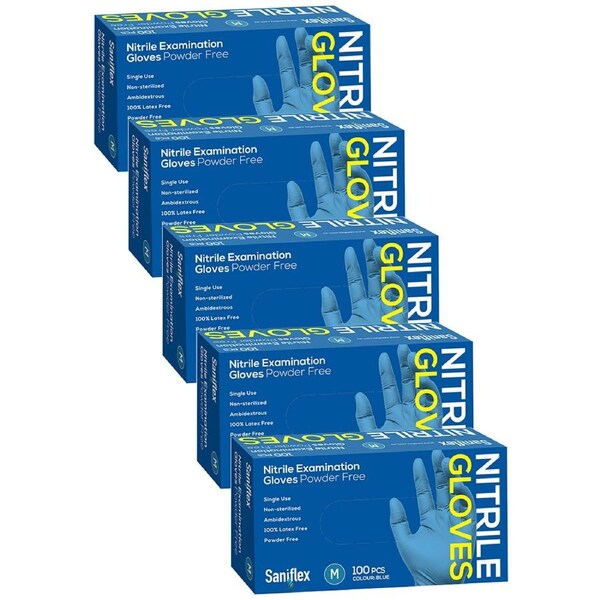 500pc Saniflex Nitrile Glove Powder Free Blue M Home cleaning Work PPE