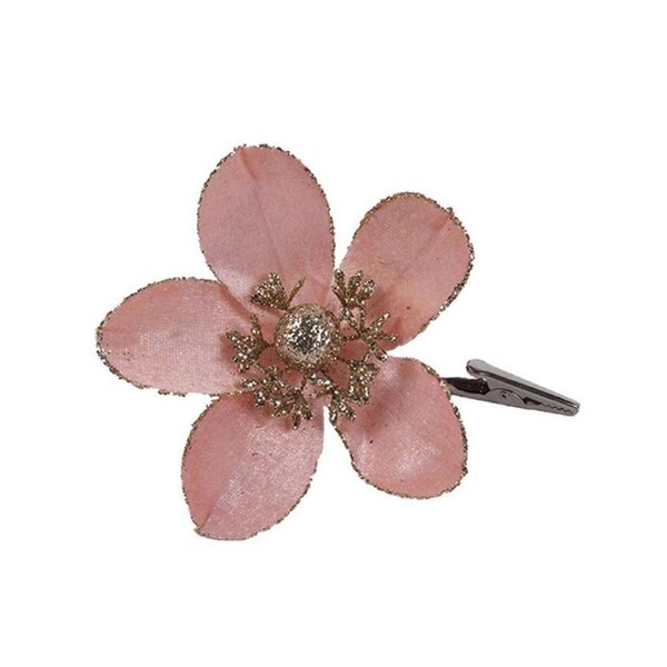 Rose Gold Magnolia Flower Christmas Tree Clip 12cm