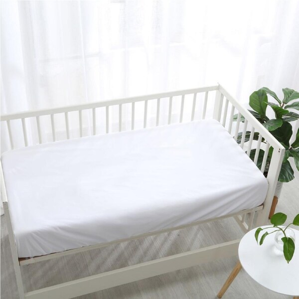 Dreamaker Soft Waterproof Baby COT Mattress Protector White Boori Fitted Sheet