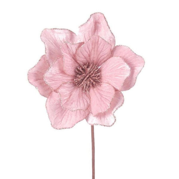 Pale Pink Magnolia Christmas Tree Pick Ornament