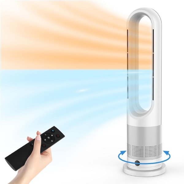 Yopower Bladeless Fan, 2 In 1 Electric Tower Fan Heater Combo with Turbo Motor PTC Heating 8H Timer for Indoor Bedroom Large Room