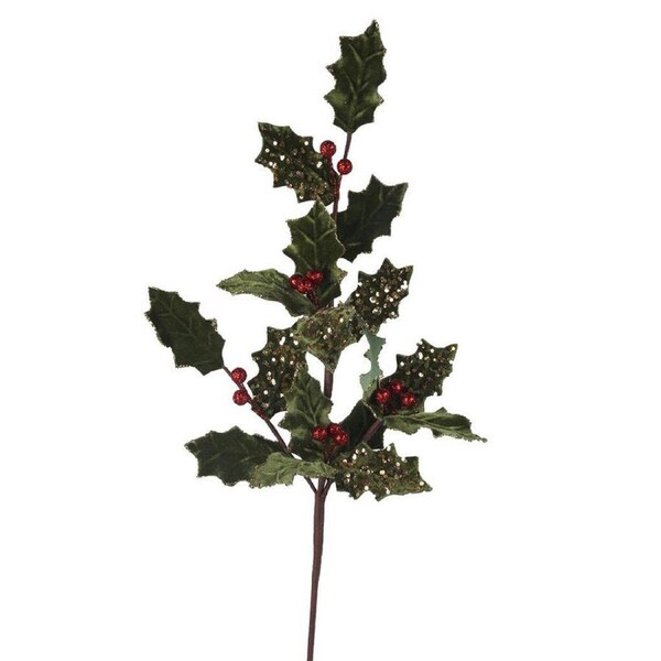 Holly Leaf Velour Christmas Tree Pick 80cm