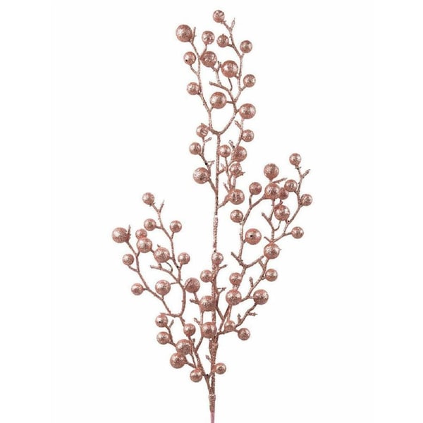 Pale Pink Glitter Berry Christmas Tree Pick 70cm