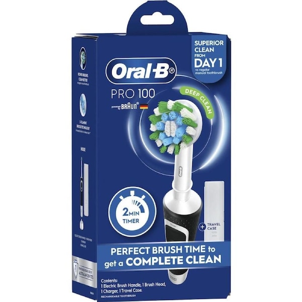 Oral-B Pro 100 Black Cross Action Electric Toothbrush W/ Charger Each