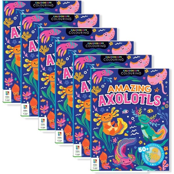 6x Kaleidoscope Colouring Sticker Amazing Axolotls Kids/Children Craft Kit 6y+
