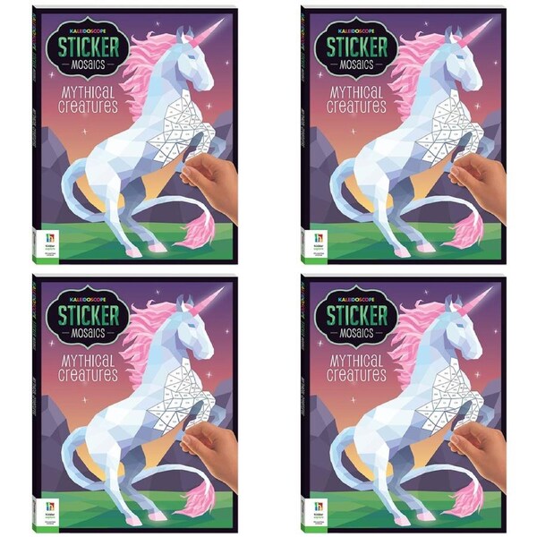 4x Kaleidoscope Sticker Mosaics Mythical Creatures Kids DIY Fun Craft Kit 8y+