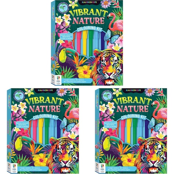 3x Kaleidoscope Vibrant Nature Kids/Children Creative Fun Colouring Kit 8y+