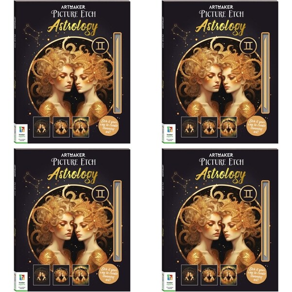 4x Art Maker Picture Etch Astrology Creative Activity Interactive Scratch Art