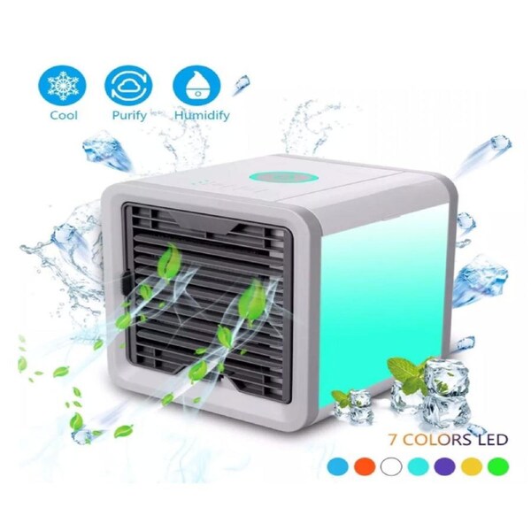 USB Portable Air Conditioner Air Cooler Desktop Fan Mini Air Circulator Purifier Colorful Atmosphere Lamp