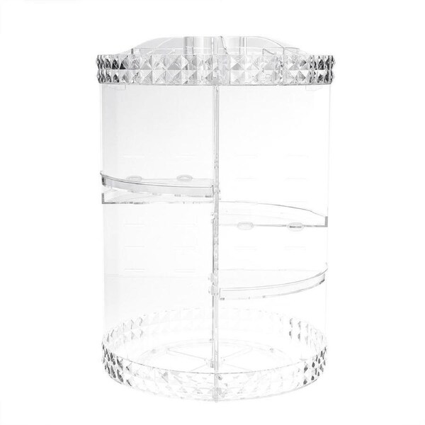 360 Degree Rotation Transparent Acrylic Cosmetics Storage Box Fashion Spin Multi-function Desktop Detachable Makeup Beauty Organizer