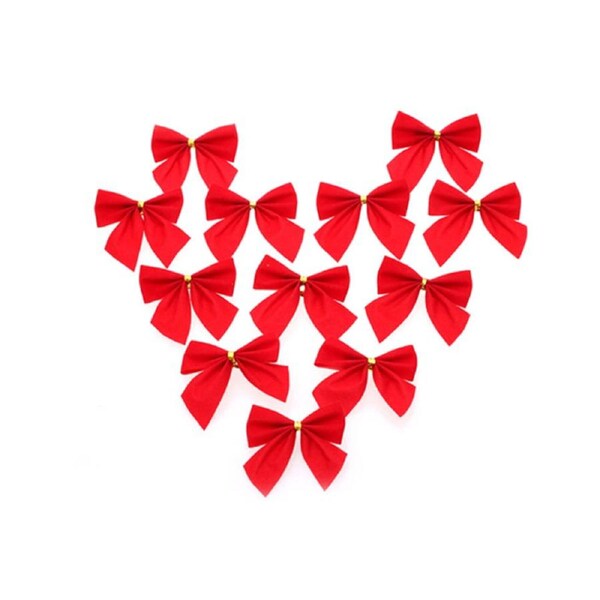 12 PCS Tree Bows Mini Christmas Ribbon Bows for Christmas Tree Presents Decorations