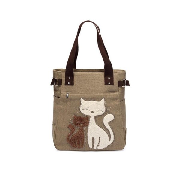 Women Canvas Handbag Cat Big Tote Bag