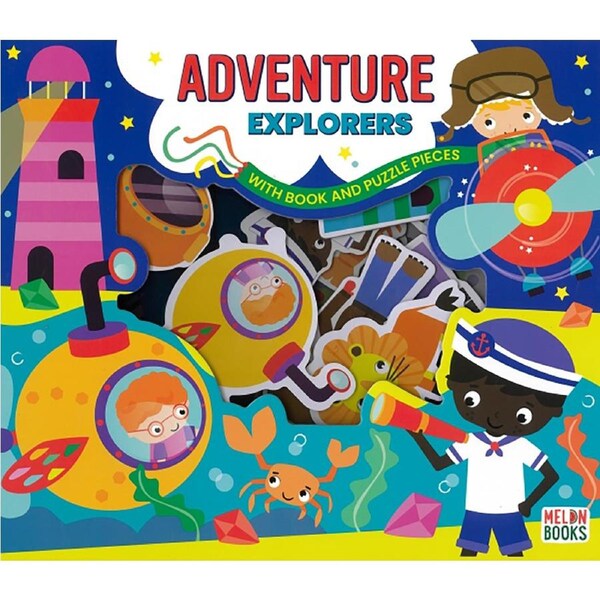 Adventure Explorers With Book And Puzzle Pieces