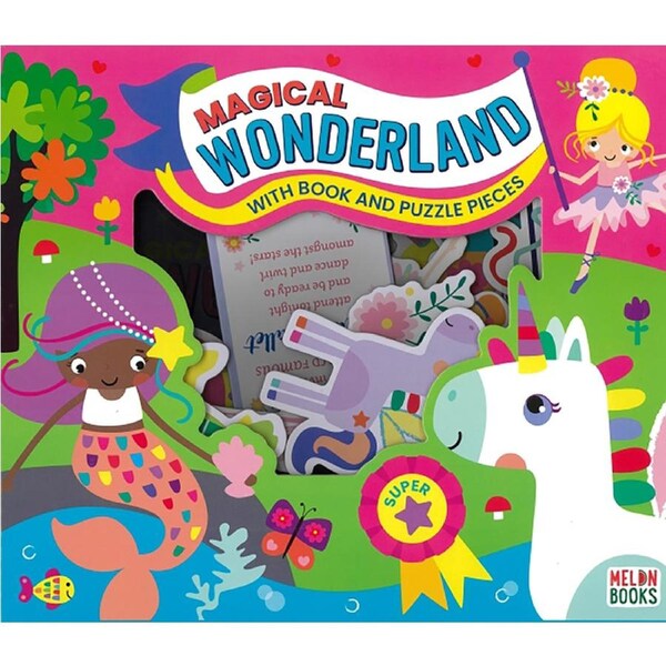 Magical Wonderland With Book And Puzzle Pieces