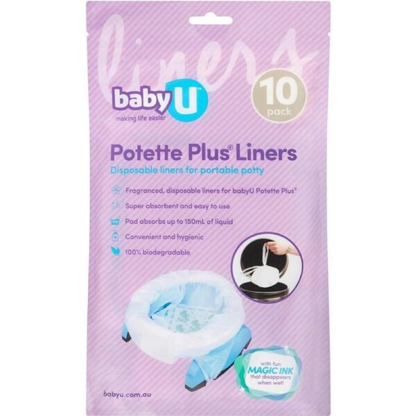 BabyU Potette Plus Liners - Portable Potty Liners - On the Go - Toilet Training - Baby Travel Potty Liners - 10pk