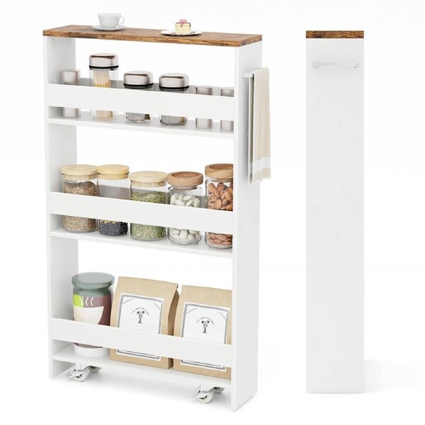 Giantex 4-Tier Kitchen Storage Cart Slim Trolley Cart w/Handle Shelving Unit Organizer