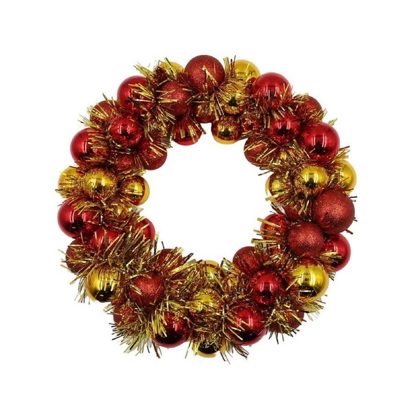 33cm Red and Gold Bauble Wreath