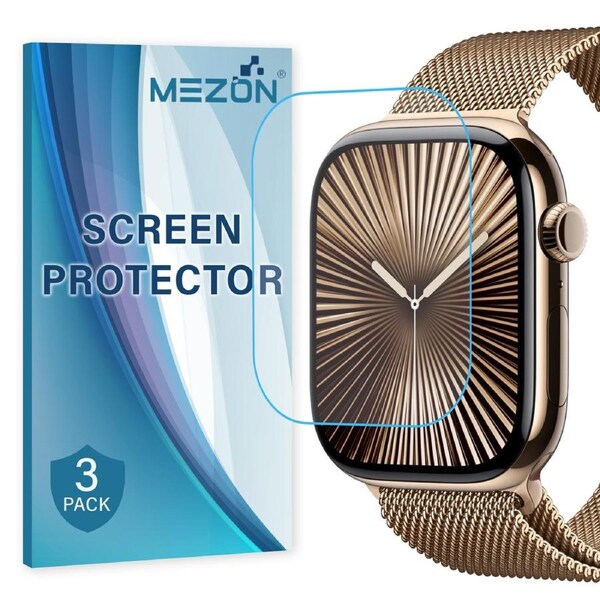 [3 Pack] Apple Watch Series 10 (42 mm) Ultra Clear TPU Film Screen Protectors by MEZON – High Protection, Shock Absorption (Apple Watch 10 42mm, Clear)