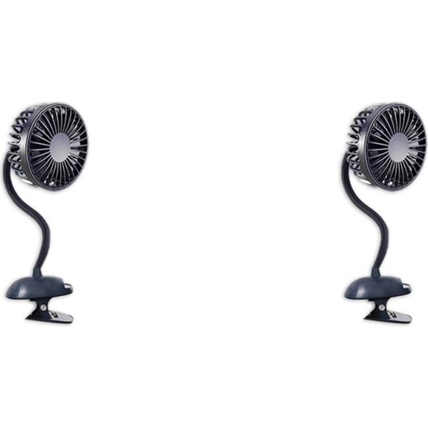 2x Koolmaxx Portable Flexible Clip Electric Rechargable Fan 37x10x12cm Black